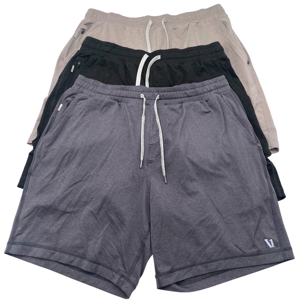 Vuori Ponto Performance Shorts Bundle 3 Pack Men Gray Charcoal Khaki Size Large